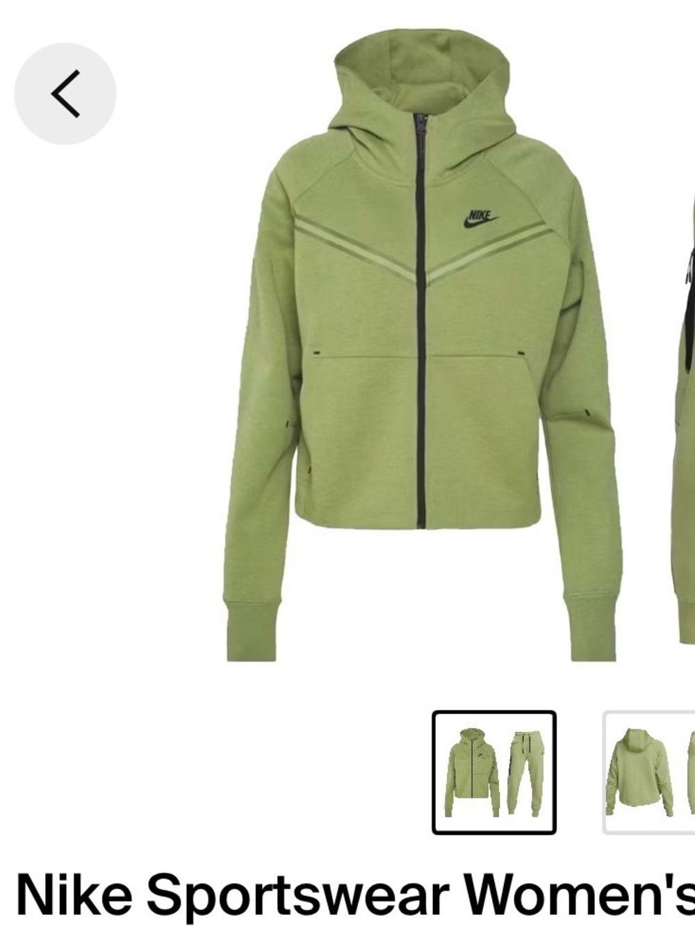 Nike Women's Olive Green Full-Zip Bomber Hoodie